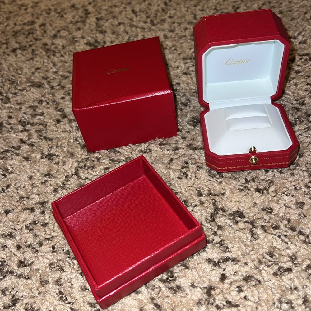 Cartier Red and White Jewelry Ring Box Set